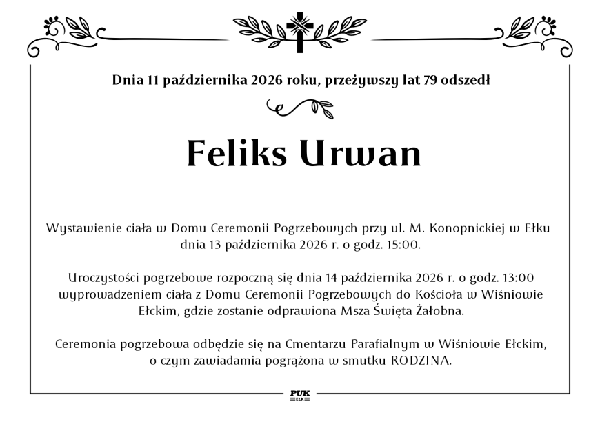 Feliks Urwan - nekrolog